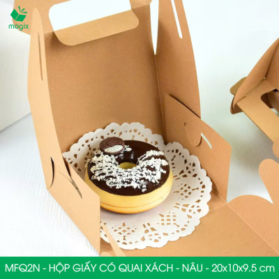 MFQ2N - 20x10x10 cm - 20 hộp giấy kraft có quai xách - Hộp đựng bánh ngọt, hộp quà tặng handmade