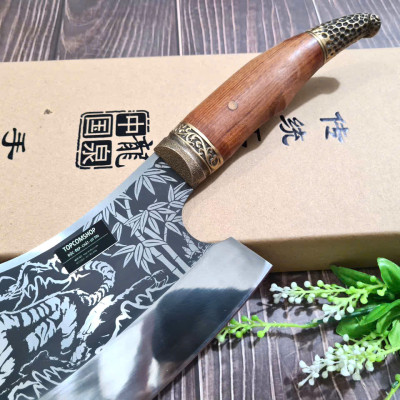 DAO BẾP - DAO THÁI CHẶT HOA VĂN HỔ MÃ A7 DT150 NT topcomshop vn