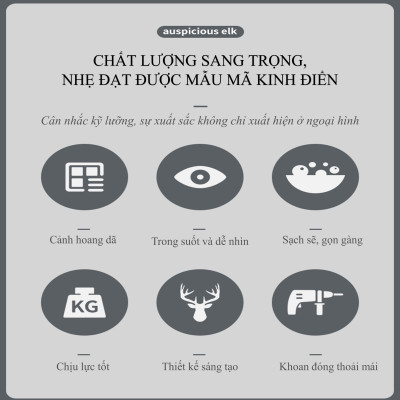 Hộp đựng khăn giấy, hộp khăn giấy, nhựa PP hoạ tiết sừng nai dễ thương, màu trắng sang trọng 
