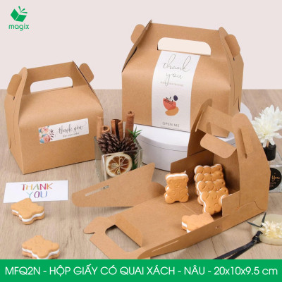 MFQ2N - 20x10x10 cm - 20 hộp giấy kraft có quai xách - Hộp đựng bánh ngọt, hộp quà tặng handmade