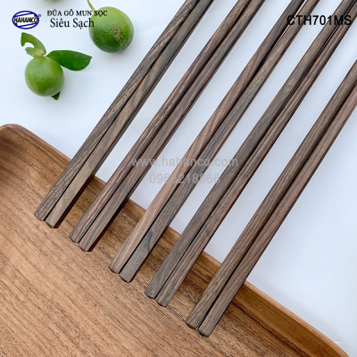 Đũa gỗ Tự nhiên trơn cao cấp (10 đôi) Chopstick of HAHANCO - CTH701MS - Sang trọng trên bàn ăn gia đình