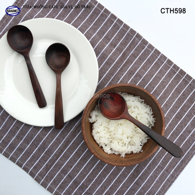 Thìa Gỗ Trắc Cẩm Đầu Tròn Cán Thẳng Để Khuấy Đồ Uống Xúc Gia Vị - CTH598