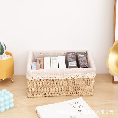 Giỏ Đựng Đồ, Rổ Cói Thương Hiệu ANKAN, Đựng Mỹ Phẩm, Đựng Đồ Ăn Vặt Để Bàn, Decor Chụp Ảnh Sản Phẩm Lót Vải Vintage, Phong cách Hàn Quốc, Đặt Ở Bàn, Kệ, Phòng Ngủ