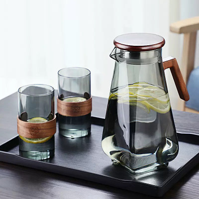 Bình và ly thủy tinh xám dung tích bình 1500ml và ly 300ml (Bình và ly bán riêng)