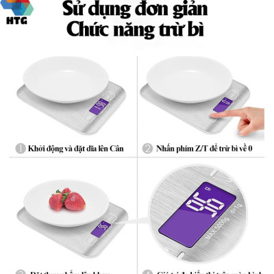 Cân nhà bếp Changxie KS05 5kg/1g bề mặt chống rỉ, nước, màn hình LCD sắc nét có 2 Pin AAA, hàng chính hãng