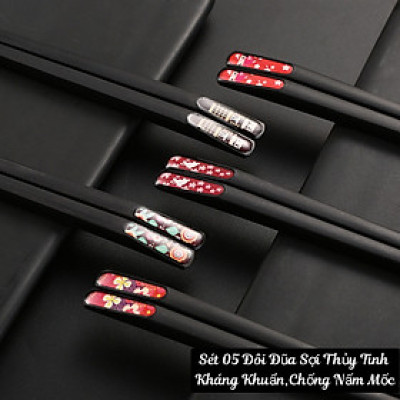 COMBO sét 5 đôi đũa xuất nhật , kháng khuẩn làm từ sợi thủy tinh tổng hợp chịu nhiệt cao cấp