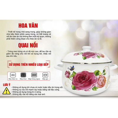 GALEN - COMBO 2 Nồi Men Cao Cấp Size 18cm & 20cm Dung Tích 2L & 2.5L Nấu Được Trên Mọi Loại Bếp, Dày, Không Tróc Men
