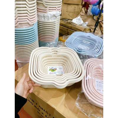 Combo Thau Rỗ 6 Món Đựng Rau Củ Quả Đa Năng Nhiều Cỡ Chất Liệu Nhựa PP Nguyên Sinh An Toàn - Hàng chính hãng