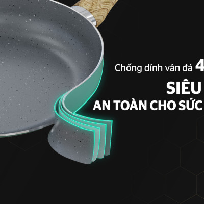  Chảo Sâu Chống Dính Vân Đá Sunhouse Clover CL30S - Hàng Chính Hãng