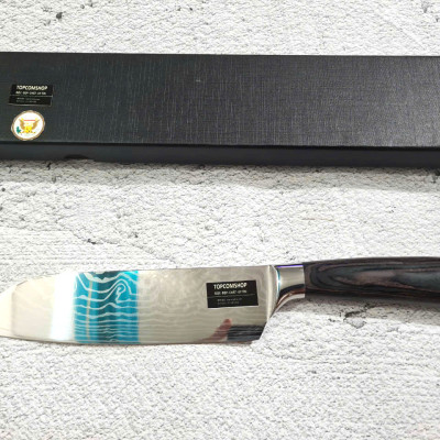 DAO - DAO BẾP NHẬT BẢN SANTOKU THÉP DAMASCUS MÃ A5 DT116 nt topcomshop vn