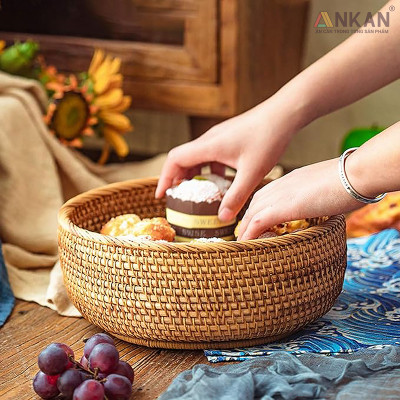 Rổ Mây Tre Đan ANKAN – Giỏ Mây Handmade Đựng Trái Cây, Bánh Kẹo, Đồ Khô, Decor Nhà Cửa