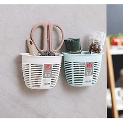 Rổ nhựa dán tường đựng miếng rửa chén và nhiều vật dụng nhỏ như lược kéo bàn chải đũa thìa muỗng - rổ nhựa dán tường siêu dính không cần khoan tường bắt ốc vít
