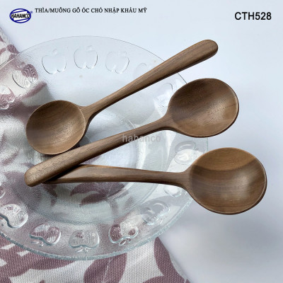 Thìa/Muỗng đầu tròn gỗ Óc Chó (13,5cm) CTH528 - Xúc gia vị, cafe, decor trang trí - An toàn cho sức khỏe