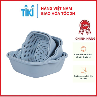 Combo Thau Rỗ 6 Món Đựng Rau Củ Quả Đa Năng Nhiều Cỡ Chất Liệu Nhựa PP Nguyên Sinh An Toàn - Hàng chính hãng