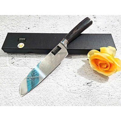 DAO - DAO BẾP NHẬT BẢN SANTOKU THÉP DAMASCUS MÃ A5 DT116 nt topcomshop vn