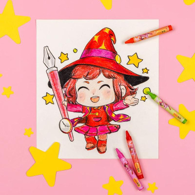 Hộp 18 Bút Sáp Màu Rửa Được - Nhân Vật Futy Akooland Thế Giới Học Cụ Thần Kỳ - Colorkit SWCR-C002/AK