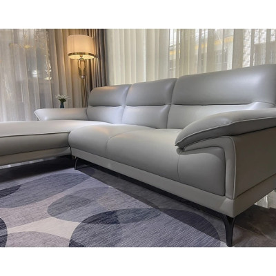 Sofa góc L da bò Italy Tundo màu xám SFLCT05 2m6 x 1m6 hàng cao cấp chuẩn da bò nhập khẩu Ý