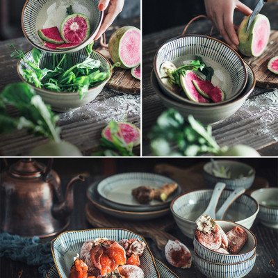 Bộ Bát Đĩa Men Tiêu Cổ GOSU Tráng Men Cao Cấp Phong Cách Cổ Điển