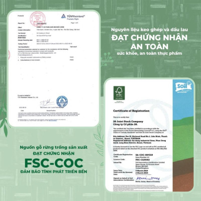 Thớt gỗ Tần Bì cao cấp chính hãng tiêu chuẩn quốc tế vibasic 40x30x3.8cm thái băm chặt đa năng - Hàng chính hãng Bộ Quốc Phòng