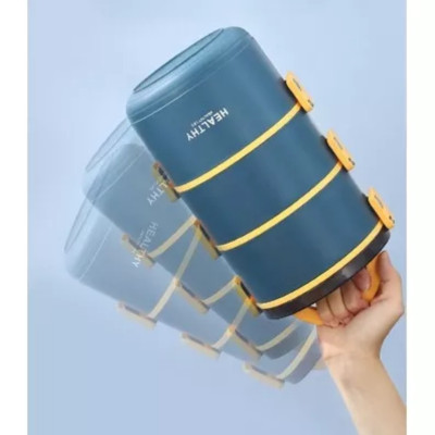 Hộp Đựng Cơm, Hộp Cơm Giữ Nhiệt Inox 304, Đựng Đồ Ăn Văn Phòng, Cà Mên 3 Tầng Chống Tràn, Kèm Thìa 2L - Hàng Chính Hãng MINIIN - Loại 1