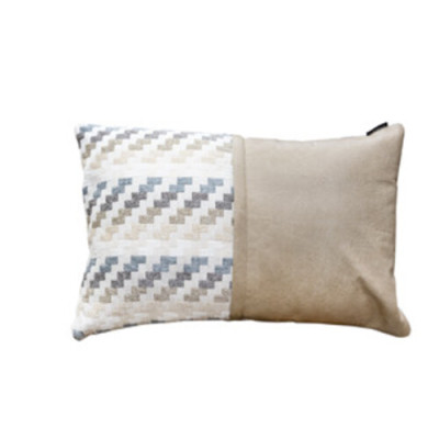 Gối sofa tựa lưng hình chữ nhật dài cao cấp, kết hợp da bò thật và vải DVC6003Z | REEKO