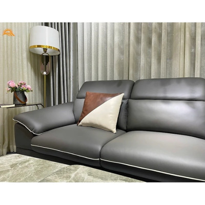 Sofa góc L da bò Italy Tundo màu xám – SFLCT04 2m6 x 1m6 hàng cao cấp chuẩn da bò nhập khẩu Ý