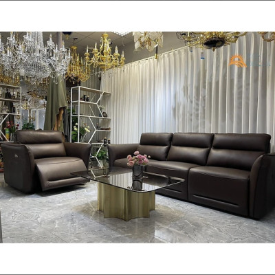Combo ghế sofa chỉnh điện 100% da bò Italy Tundo màu nâu – SFDCT01 2m7 hàng cao cấp chuẩn da bò nhập khẩu Ý