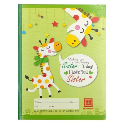 Vở Học Sinh Family - 5 Ô Ly 96 Trang ĐL 70g/m2 - Hồng Hà 0374 (Mẫu Màu Giao Ngẫu Nhiên)