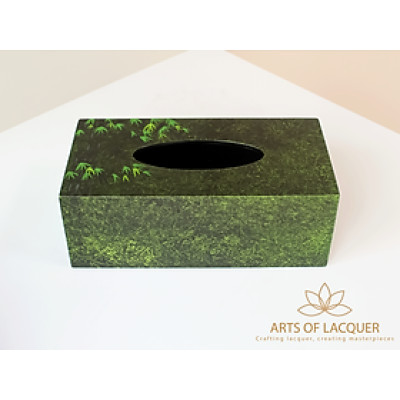 Hộp Đựng Khăn Giấy Xanh Đậm Hoạ Tiết Tre