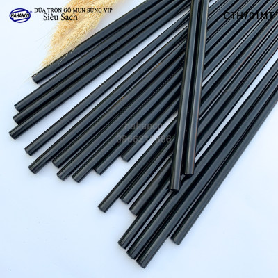 Đũa tròn gỗ Mun sừng trơn VIP - CTH701MT (Hộp 10 đôi rất đẹp) - Đũa gỗ tự nhiên cao cấp