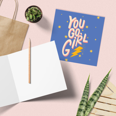 Set 5 thiệp mừng phụ nữ 8/3, 20/10, động viên, truyền cảm hứng SDstationery Bold and Beautiful trẻ trung hiện đại 12x12cm