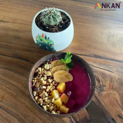 Bát Gáo Dừa Và Muỗng, Bát Gáo Dừa Thân Thiện Với Môi Trường Dùng Để Ăn Ngũ Cốc Sữa Chua Hoa Quả
