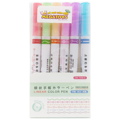 Bộ 6 Bút Đánh Dấu Ghi Chú Họa Tiết Bông Hoa - DM-7008-6