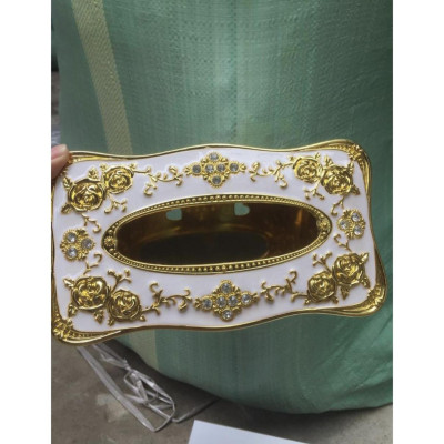 Hộp đựng khăn giấy màu vàng đính hạt sang trọng, phong cách hoàng gia - hàng chính hãng