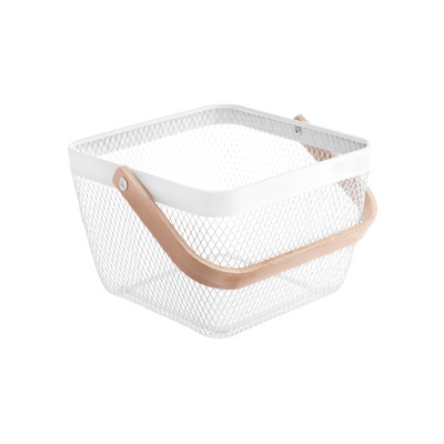 Giỏ lưới kim loại quai xách gỗ đa năng_ hàng nhập khẩu chính hãng.