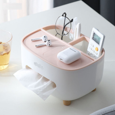 Hộp đựng khăn giấy, remote, điện thoại để bàn cao cấp, Kệ lưu trữ đồ dùng đa năng siêu tiện dụng
