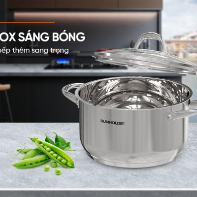 NỒI INOX 3 ĐÁY SUNHOUSE SHG301-28 - Hàng Chính Hãng