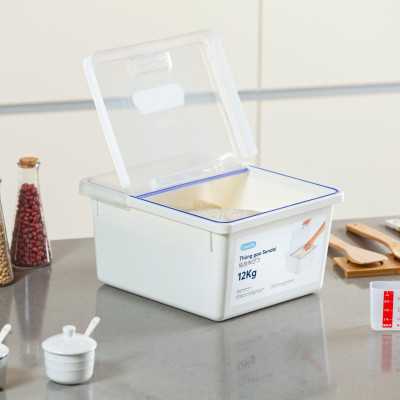 Thùng Đựng Gạo Cao Cấp Thông Minh Chuẩn Nhật Bản Sendai 12kg ( Tặng kèm khăn lau pakasa và ca đong) - Hàng Chính Hãng 