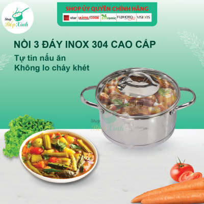 Bộ Nồi Inox 304 Bếp Từ 3 Đáy Kit 5 Món Fivestar Tặng 1 vá canh