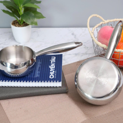 Quánh Inox Seka SKM38 Đường Kính 10, 12, 14, 18cm Nấu Cháo Quấy Bột Xào Sốt Tiện Lợi, Dùng Mọi Loại Bếp