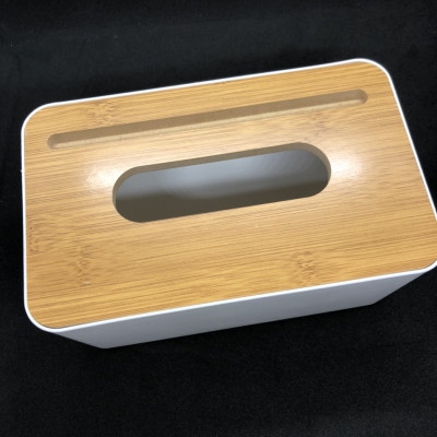 Hộp đựng giấy ăn trắng nắp gỗ cao cấp đa năng