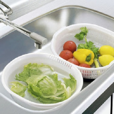 Bộ 01chậu & 01rổ nhựa Oval Sanada Seiko 5.3L cao cấp có tay cầm tiện dụng - Hàng nội địa Nhật Bản.