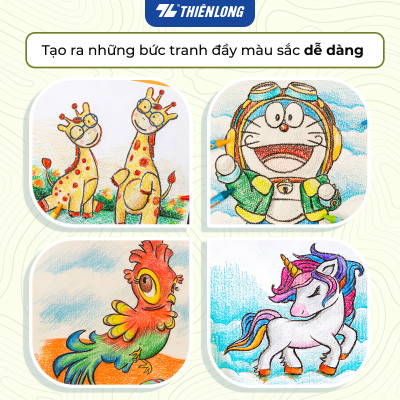 Bút sáp 12/18 màu Thiên Long Colokit - Màu sắc tươi sáng Phủ đều màu Bền màu