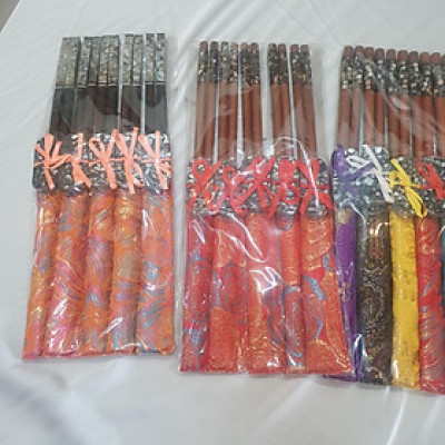 THANH LÍ - 5 Đôi Đũa Gỗ Khảm Ngà kèm bọc đũa, gác đũa - Hàng Đặc Biệt Cao Cấp