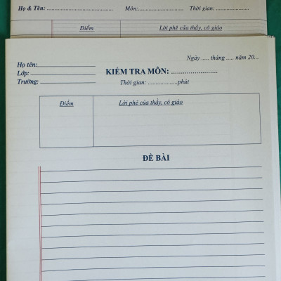 Giấy kiểm tra Ôly Kẻ Ngang dành cho học sinh