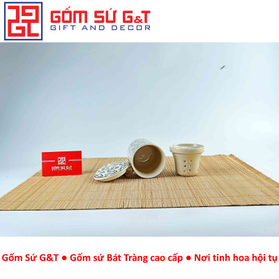 Cốc lọc trà vẽ cá đàn Gốm Sứ G&T