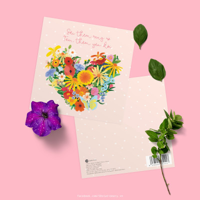 Set 5 thiệp mừng phụ nữ 8/3, 20/10 cảm ơn, động viên, truyền cảm hứng SDstationery Sắc Thắm 12x12 minh họa tươi tắn bắt mắt