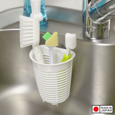 Rổ treo đựng giẻ rửa bát tiện lợi màu trắng (dáng sâu) - Hàng nội địa Nhật