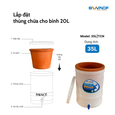 Thùng chứa nước lọc SWACF 35L | TCN nhựa HDPE cao cấp, an toàn thực phẩm