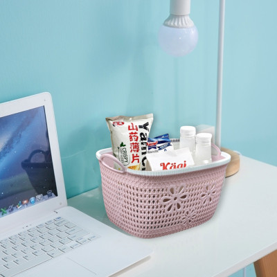 Rổ nhựa giả đan mây đựng đồ có quai cầm Giỏ nhựa đan Hàn Quốc nhựa MS 3378 & 3377